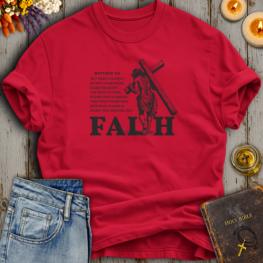 Matthew 6:6 Prayer Cross T-Shirt