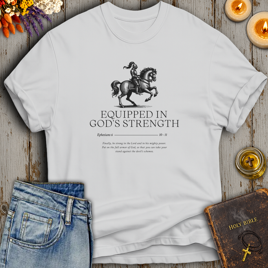 Equipped In God's Strength Ephesians 6:10-11 T-Shirt