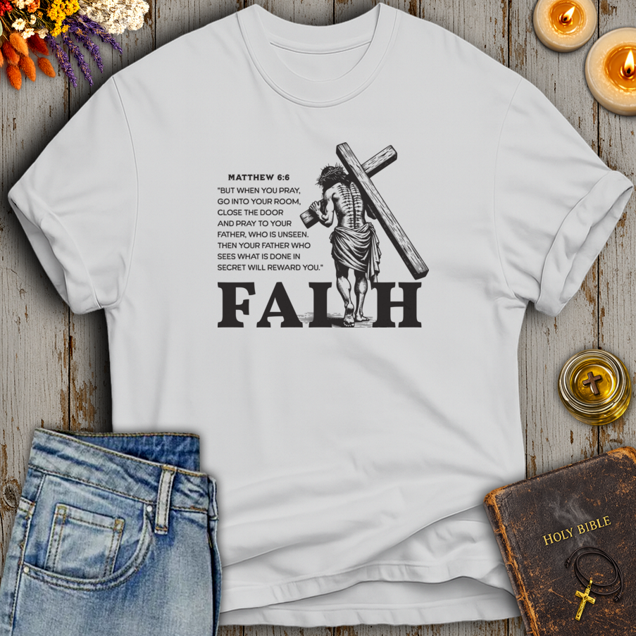 Matthew 6:6 Prayer Cross T-Shirt