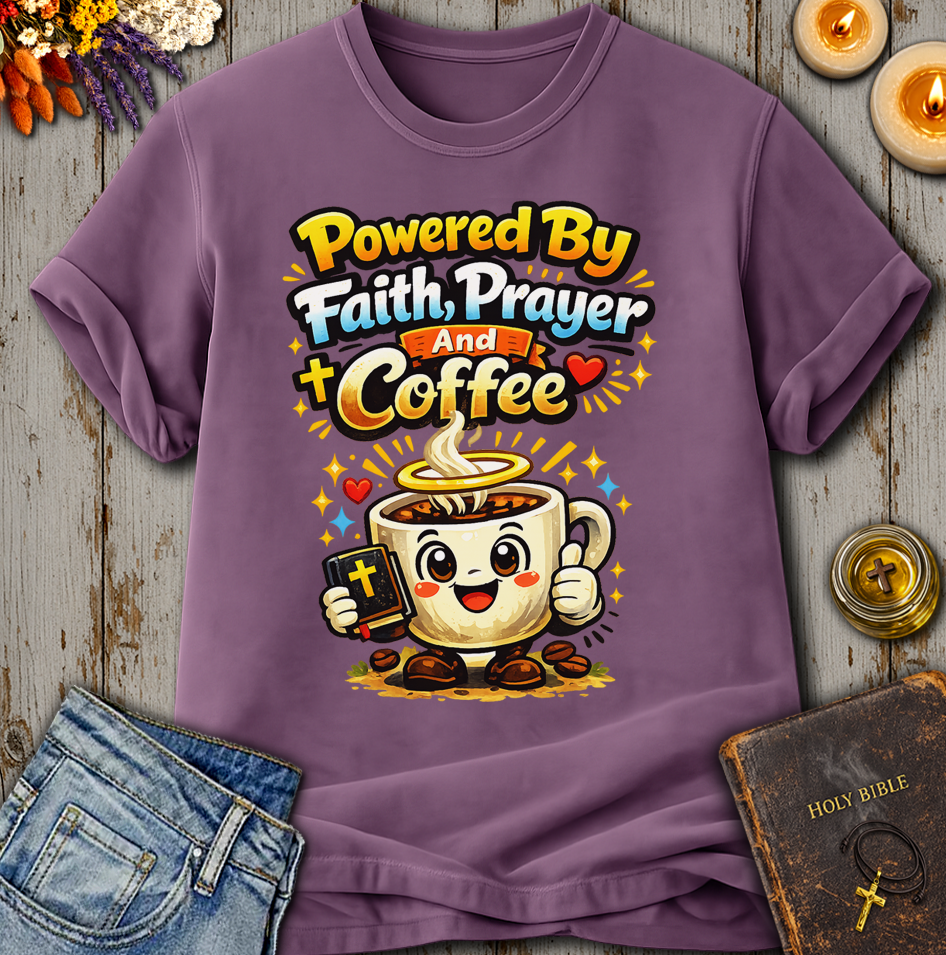Powered By Faith, Prayer And Coffee T-Shirt