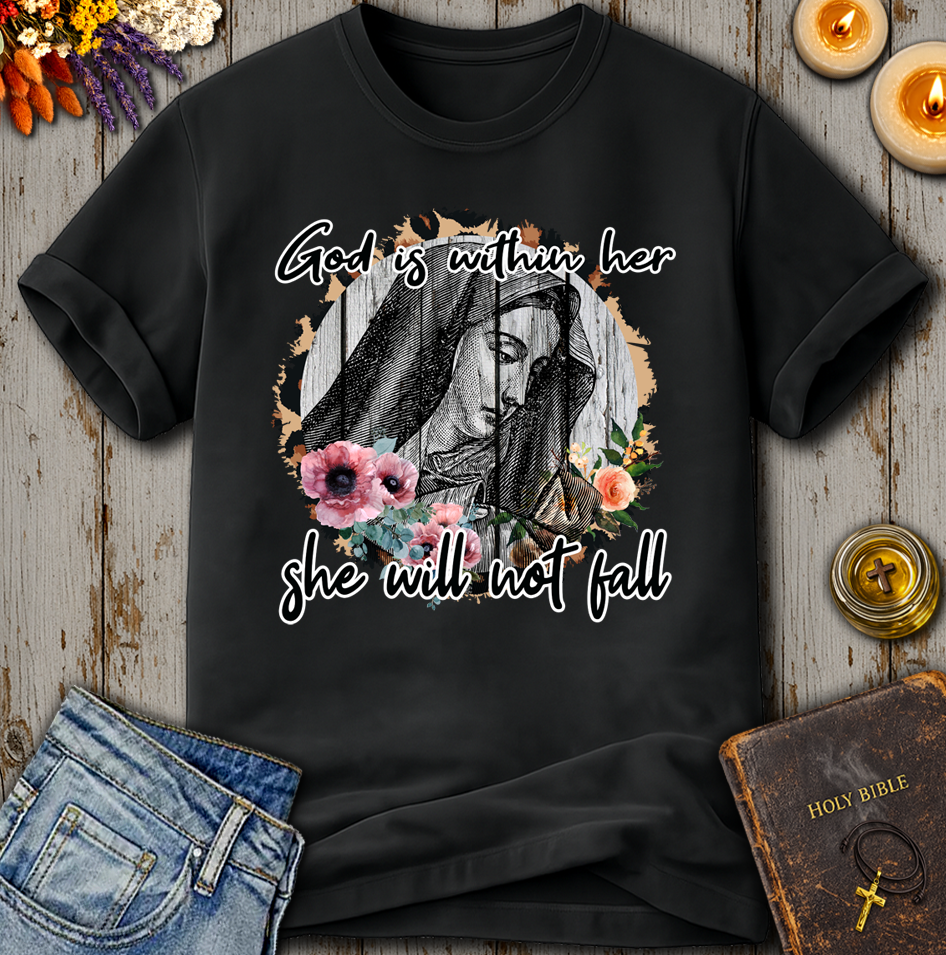 God Is Within Her Floral Saint T-Shirt
