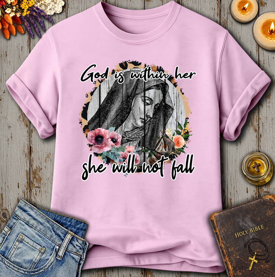 God Is Within Her Floral Saint T-Shirt