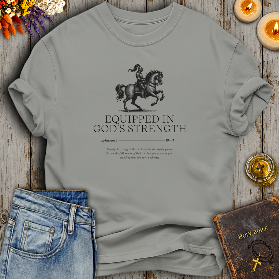 Equipped In God's Strength Ephesians 6:10-11 T-Shirt