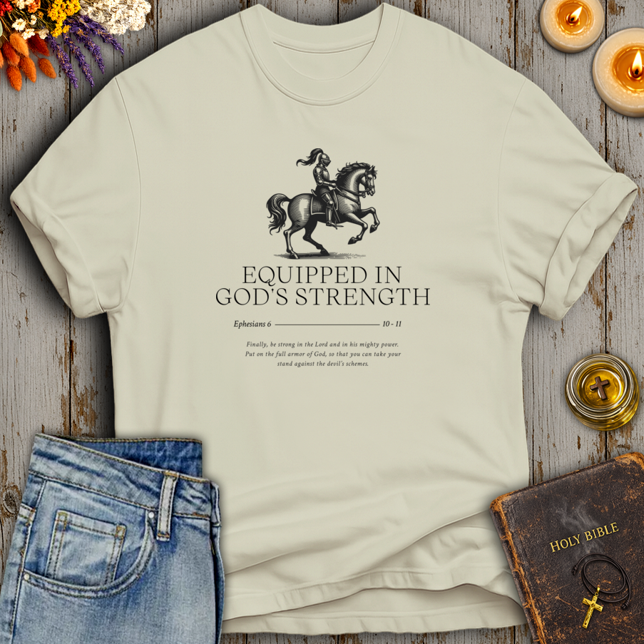 Equipped In God's Strength Ephesians 6:10-11 T-Shirt