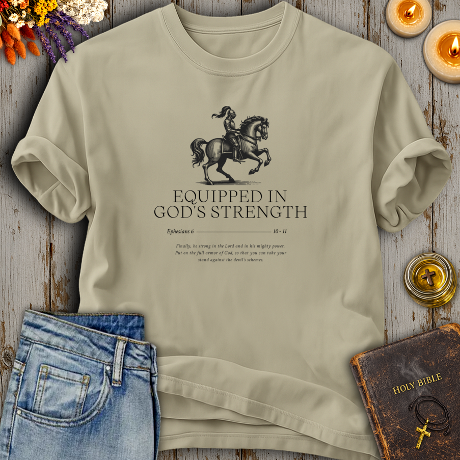 Equipped In God's Strength Ephesians 6:10-11 T-Shirt