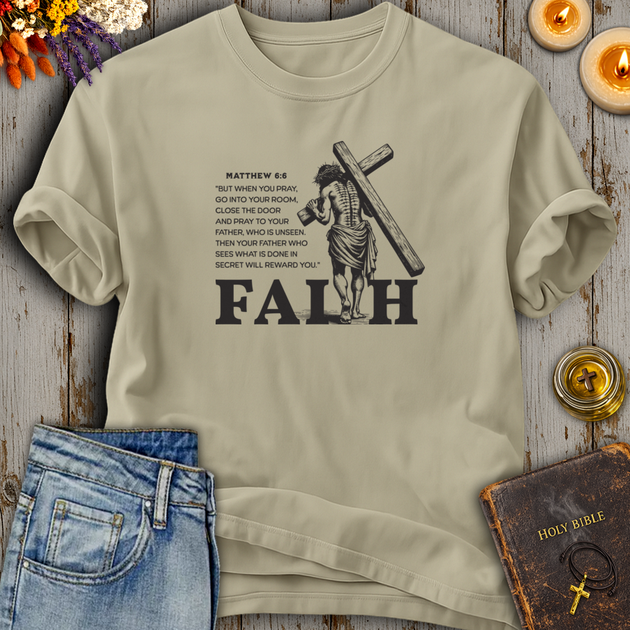 Matthew 6:6 Prayer Cross T-Shirt