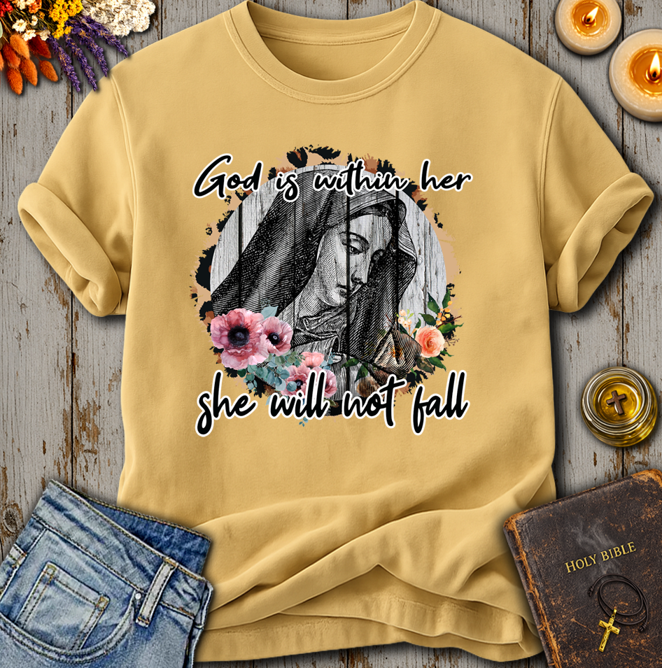 God Is Within Her Floral Saint T-Shirt