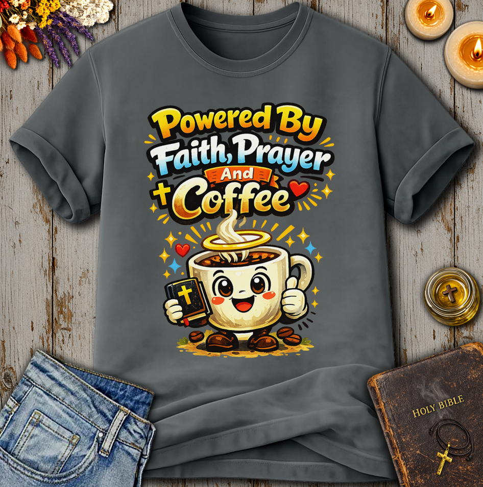 Powered By Faith, Prayer And Coffee T-Shirt