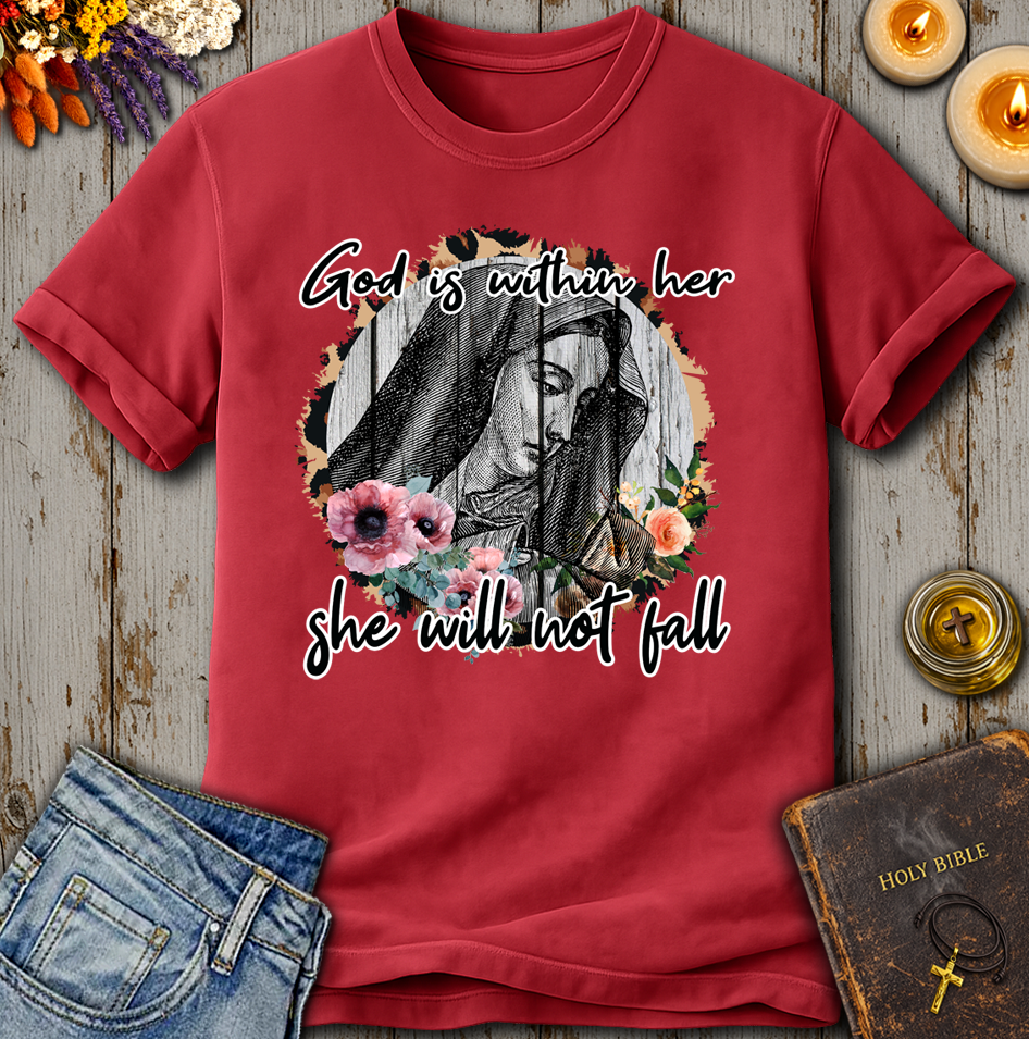 God Is Within Her Floral Saint T-Shirt