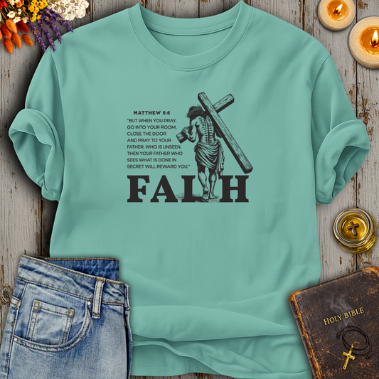 Matthew 6:6 Prayer Cross T-Shirt