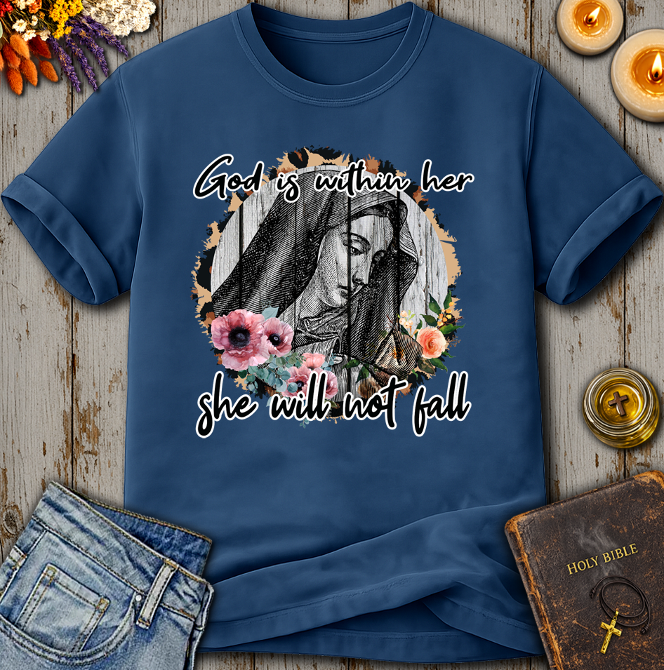 God Is Within Her Floral Saint T-Shirt