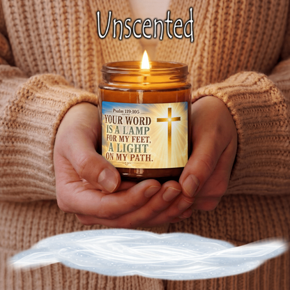 Your word is a lamp for my feet. Psalm 119:105 Candle