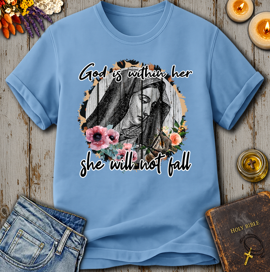 God Is Within Her Floral Saint T-Shirt