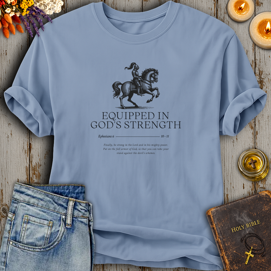 Equipped In God's Strength Ephesians 6:10-11 T-Shirt