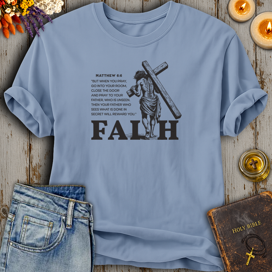 Matthew 6:6 Prayer Cross T-Shirt