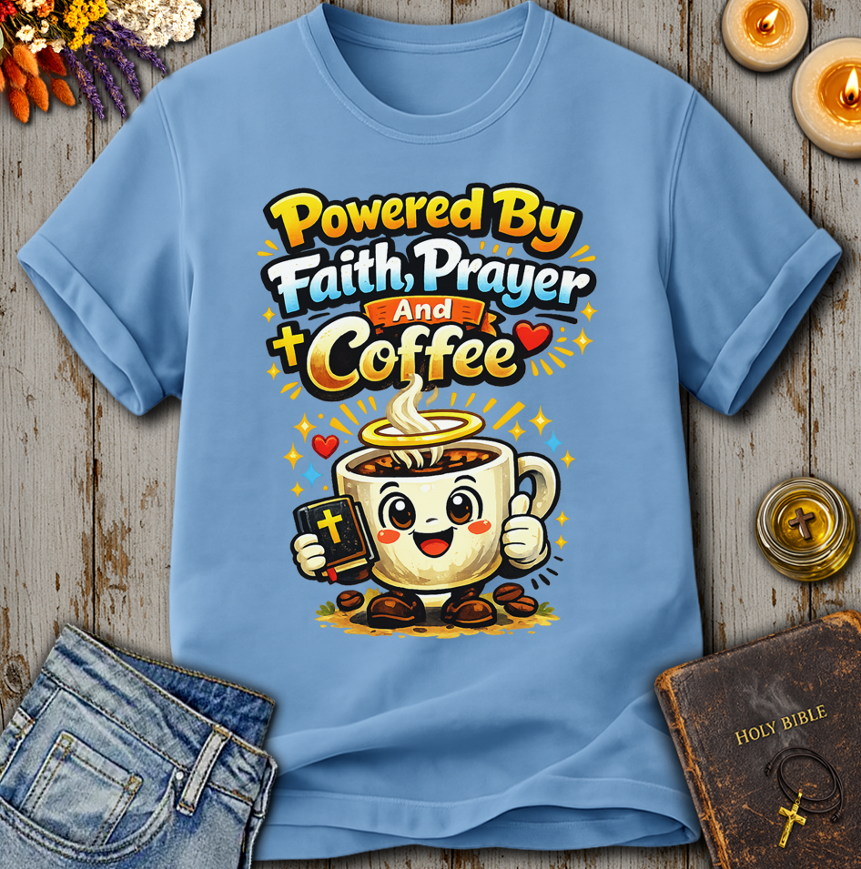 Powered By Faith, Prayer And Coffee T-Shirt